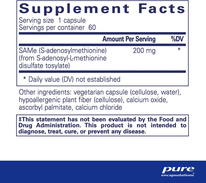 Pure Encapsulations SAMe Supports Joint and Cellular Health 60 Capsules