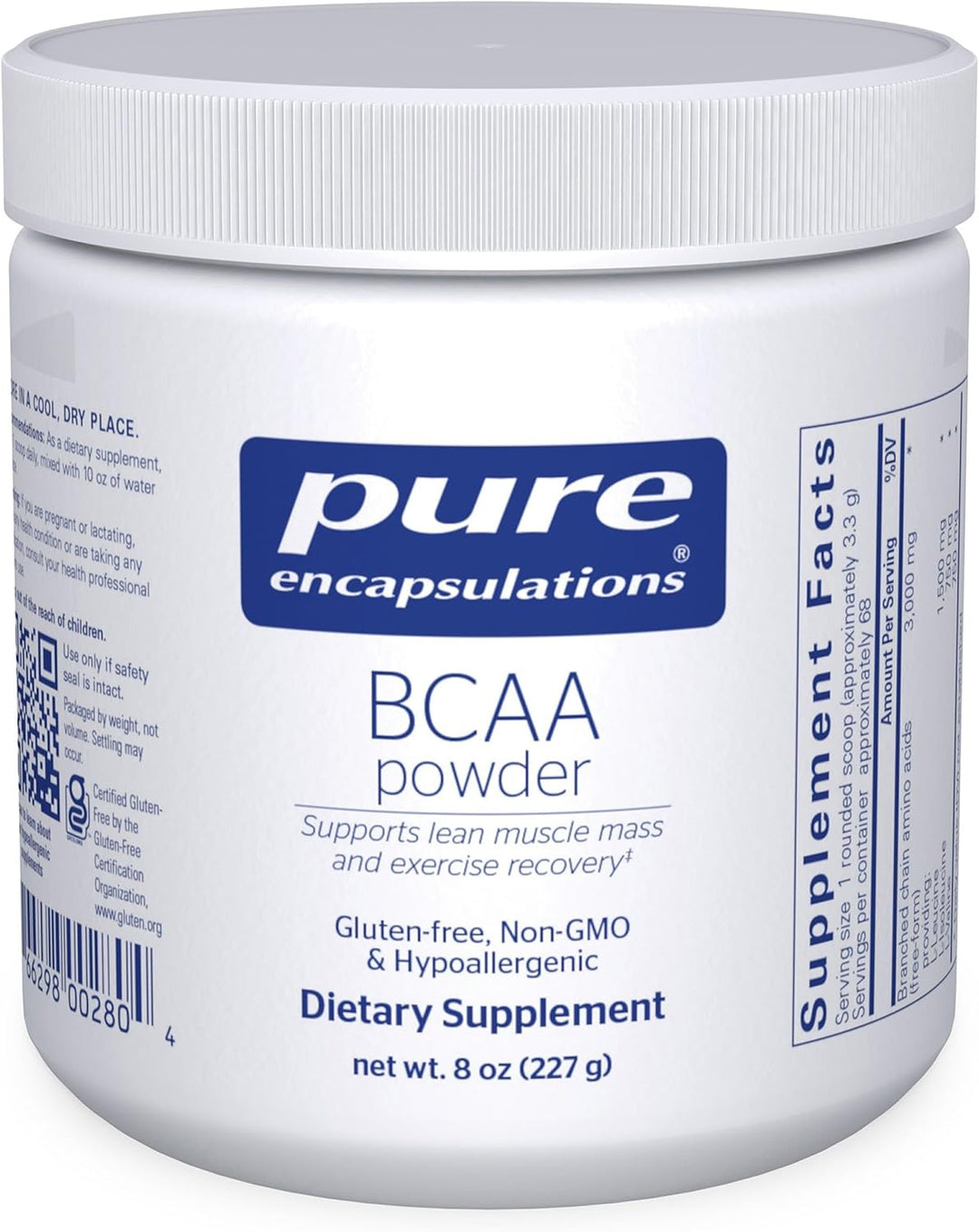 Pure Encapsulations BCAA Powder Muscle Function Support Supplement 8 Ounces.