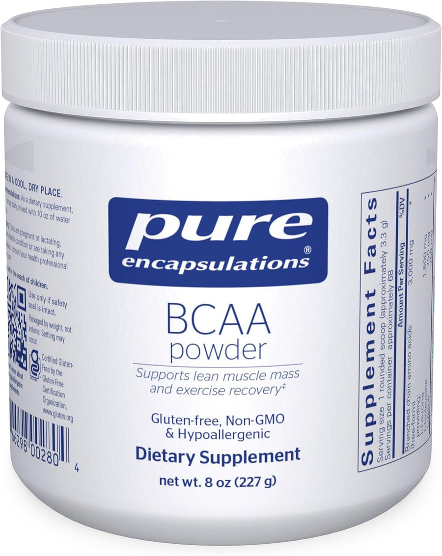 Pure Encapsulations BCAA Powder Muscle Function Support Supplement 8 Ounces.