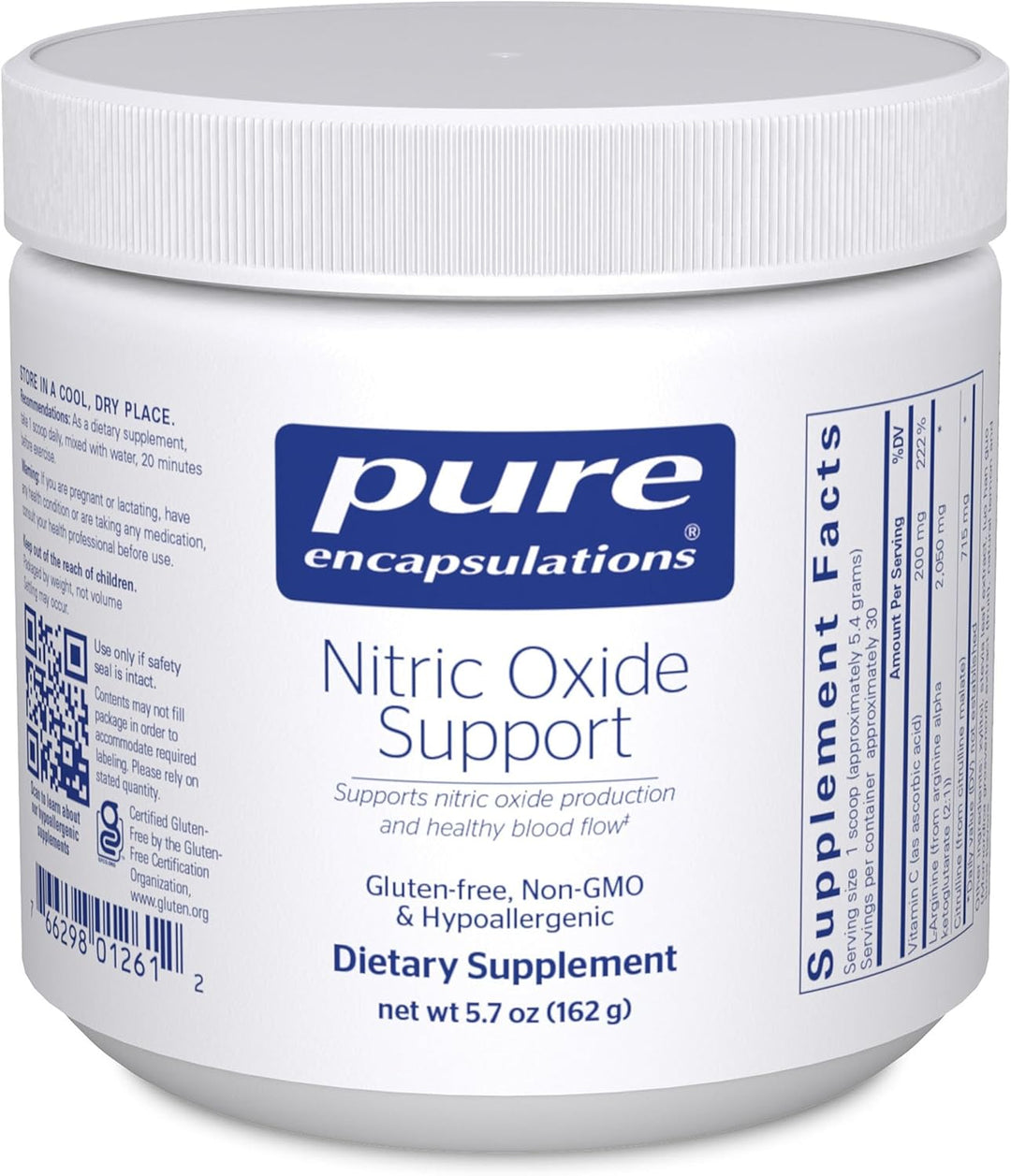 Pure Encapsulations Nitric Oxide Support Aids Muscle Energy 162g Powder