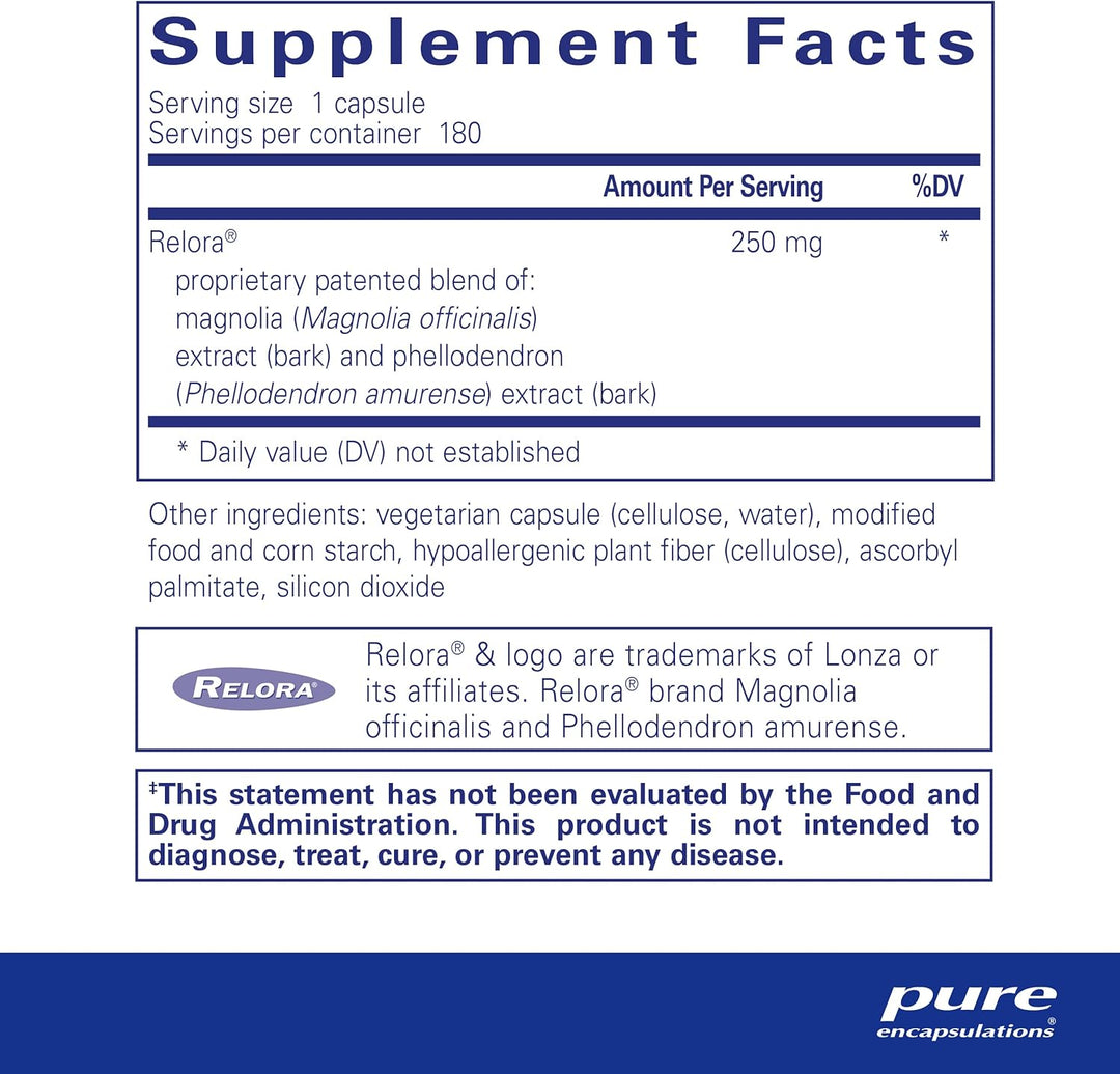 Pure Encapsulations Relora 250mg Cortisol Balance and Stress Response 180 Caps