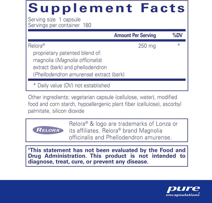 Pure Encapsulations Relora 250mg Cortisol Balance and Stress Response 180 Caps