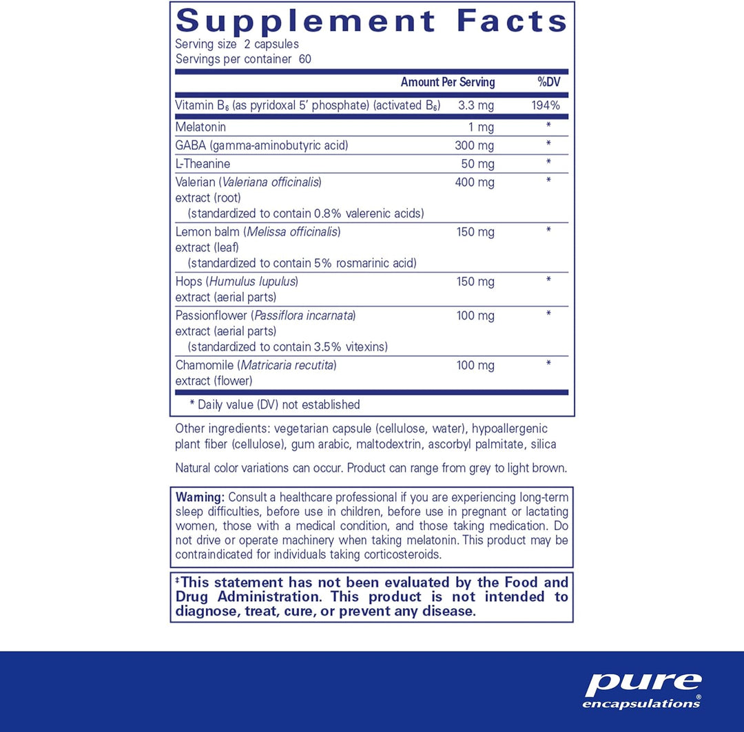 Pure Encapsulations Best Rest Formula Supports Relaxation Sleep 120 Capsules