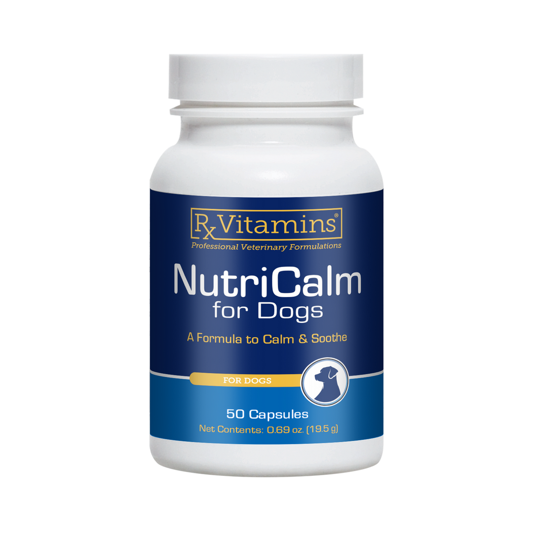 Vitaminas Rx para Mascotas NutriCalm 50 Cápsulas Fórmula para el Alivio del Estrés en Perros