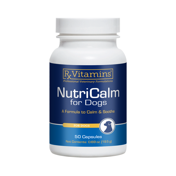 Vitaminas Rx para Mascotas NutriCalm 50 Cápsulas Fórmula para el Alivio del Estrés en Perros