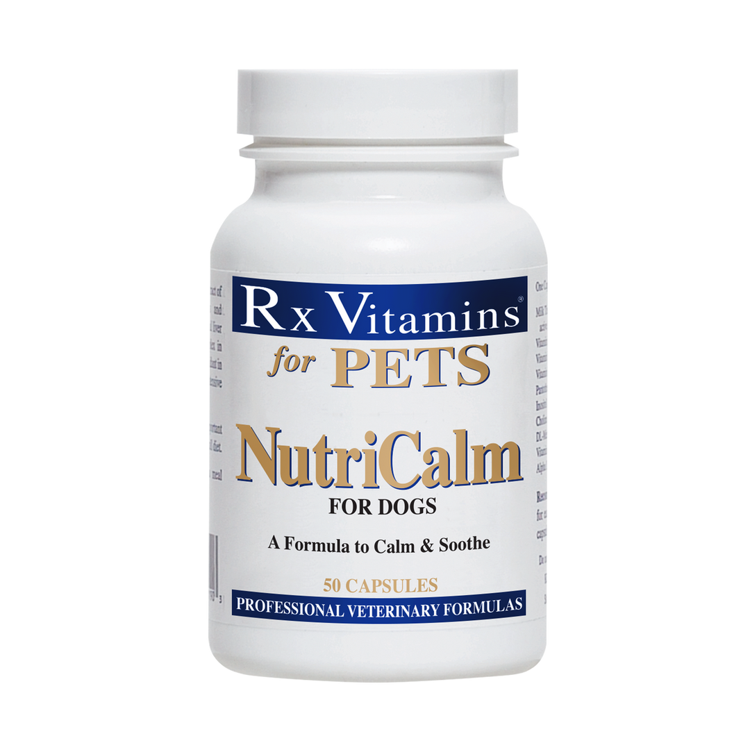 Vitaminas Rx para Mascotas NutriCalm 50 Cápsulas Fórmula para el Alivio del Estrés en Perros