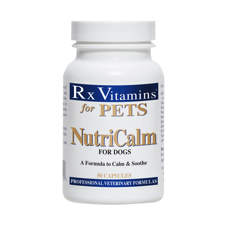 Vitaminas Rx para Mascotas NutriCalm 50 Cápsulas Fórmula para el Alivio del Estrés en Perros