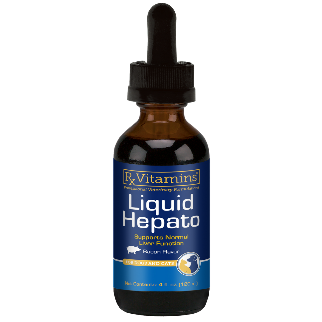 Vitaminas Rx para Mascotas Hepato Líquido 4 oz Sabor a Tocino Apoyo Hepático para Perros y Gatos
