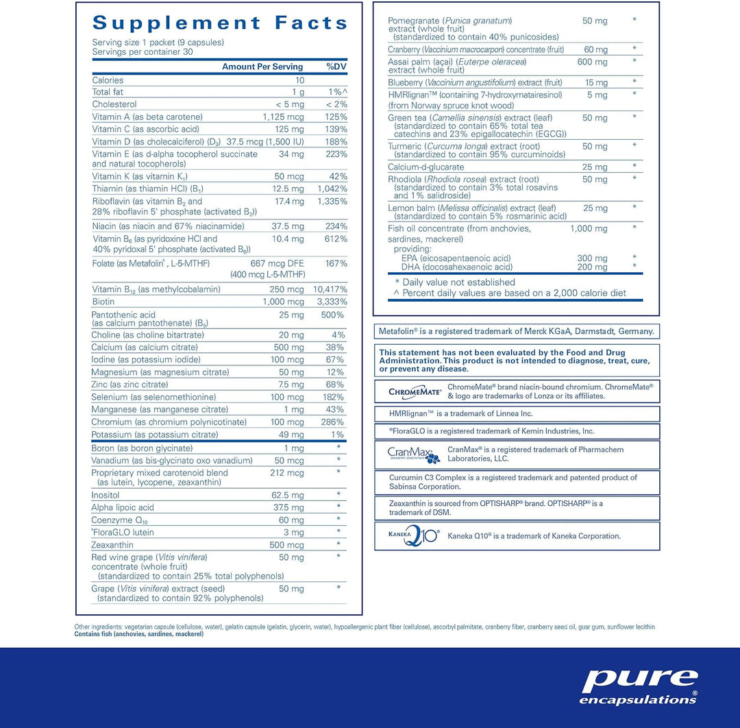 Pure Encapsulations Womens Pure Pack Supports Bone Heart Eye Health 30 Packets