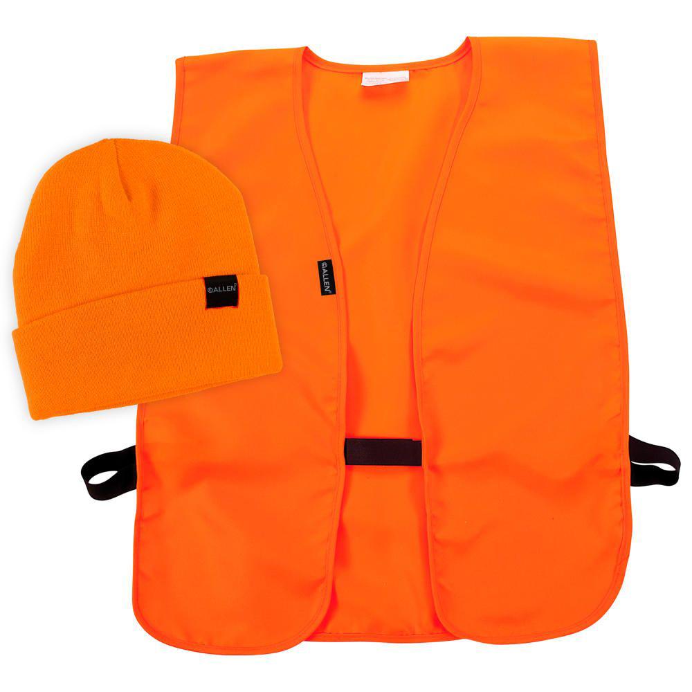 Allen Blaze Orange Vest and Stocking Cap Combo M/XL Safety Outdoor Apparel