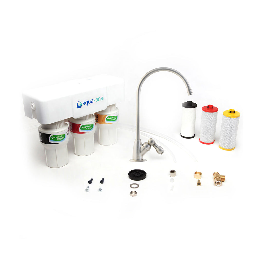 Aquasana AQ5300 Brushed Nickel 3-Stage Under Sink Great Tasting Water Filter