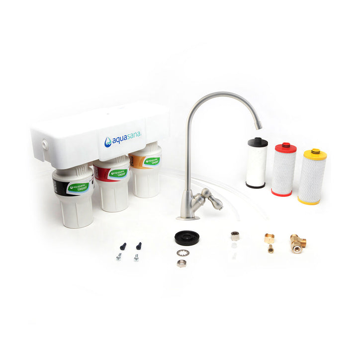 Aquasana AQ5300 Brushed Nickel 3-Stage Under Sink Great Tasting Water Filter