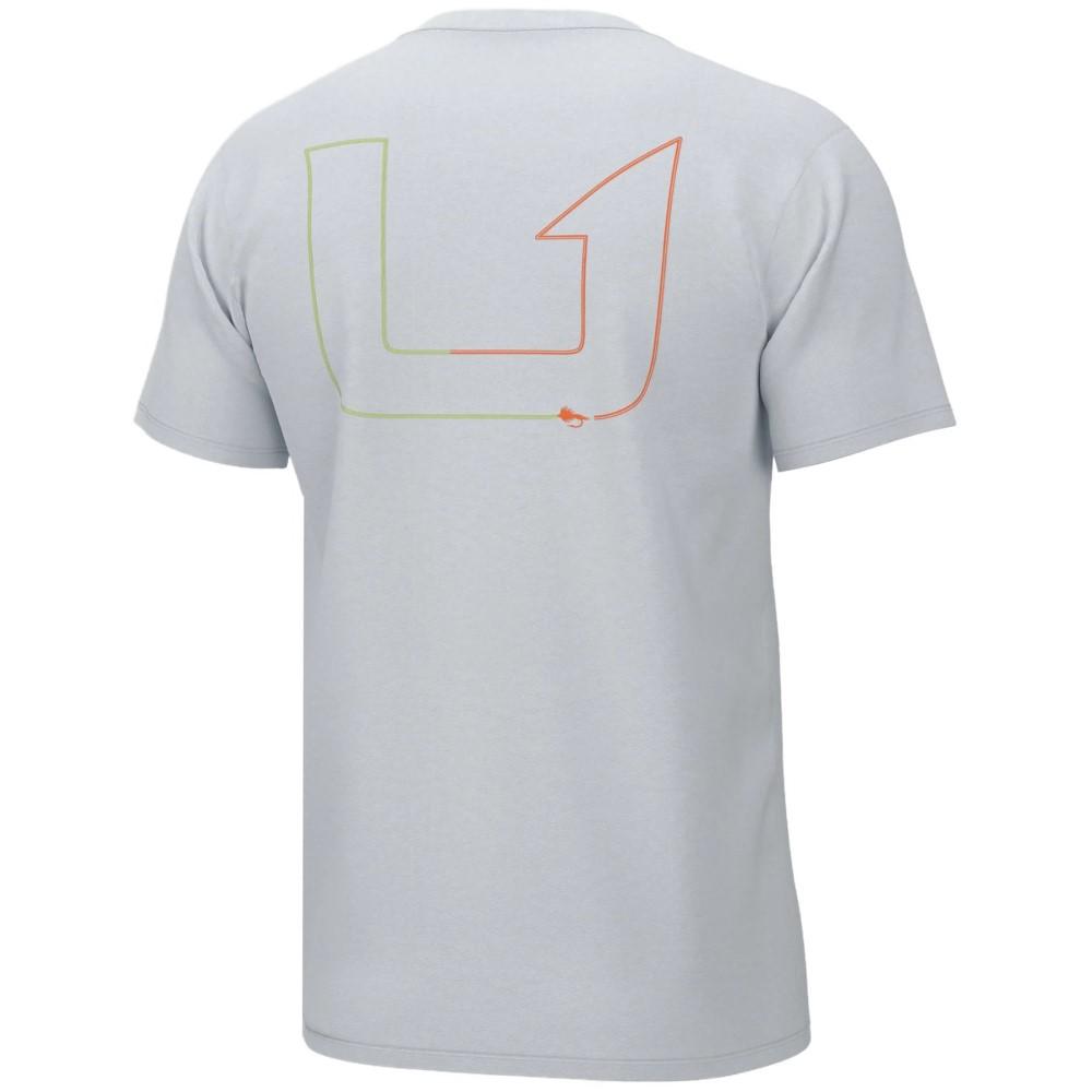 Huk Fly Line Short Sleeve Shirt White Small Cotton Polyester Blend Tee