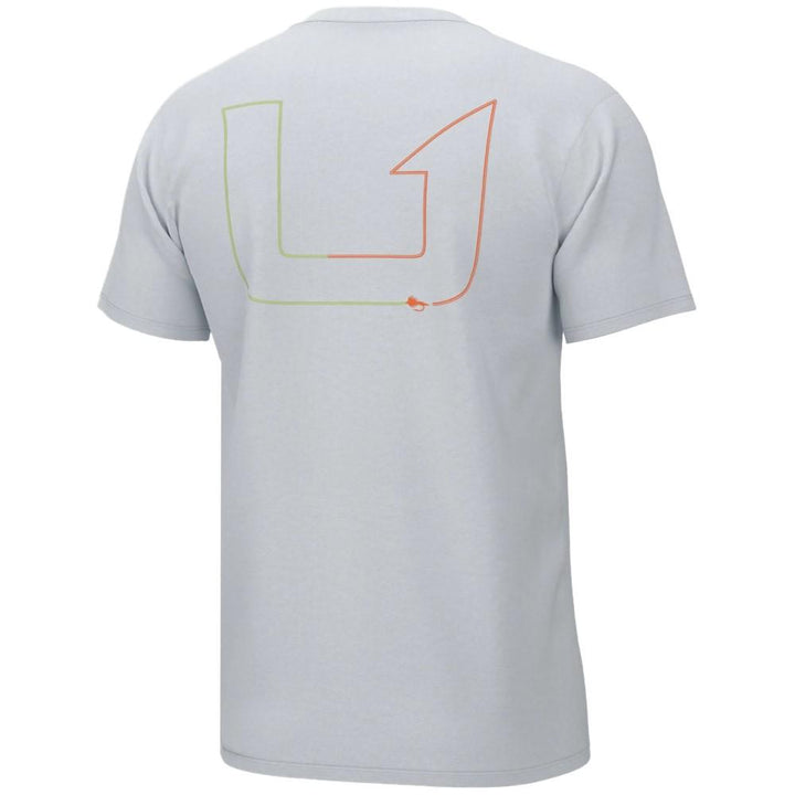 Huk Fly Line Short Sleeve Shirt White Small Cotton Polyester Blend Tee