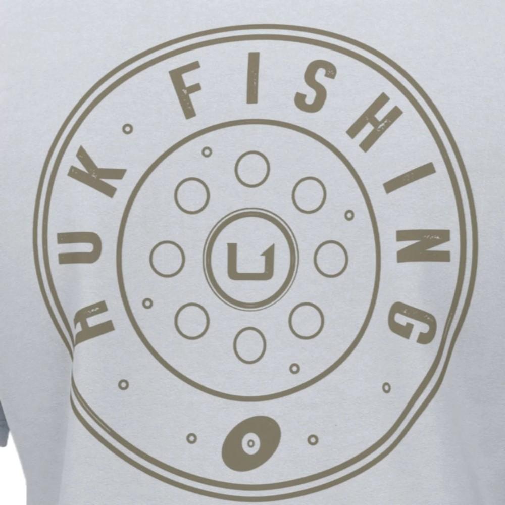 Huk Reel On Short Sleeve Shirt White Small Cotton Blend UPF 50 Crew Neck Tee