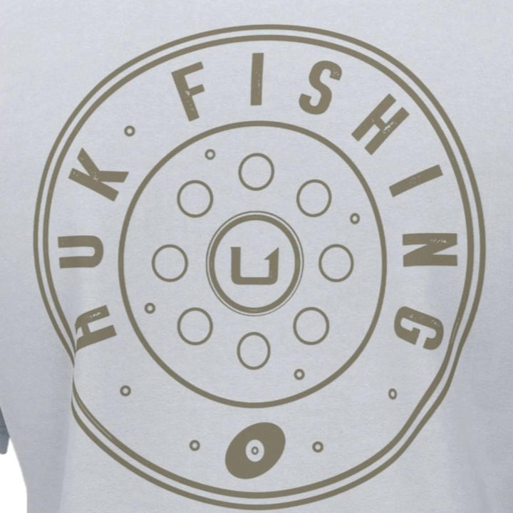 Huk Reel On Short Sleeve Shirt White Small Cotton Blend UPF 50 Crew Neck Tee