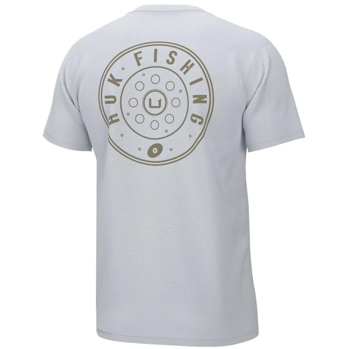 Huk Reel On Short Sleeve Shirt White Small Cotton Blend UPF 50 Crew Neck Tee