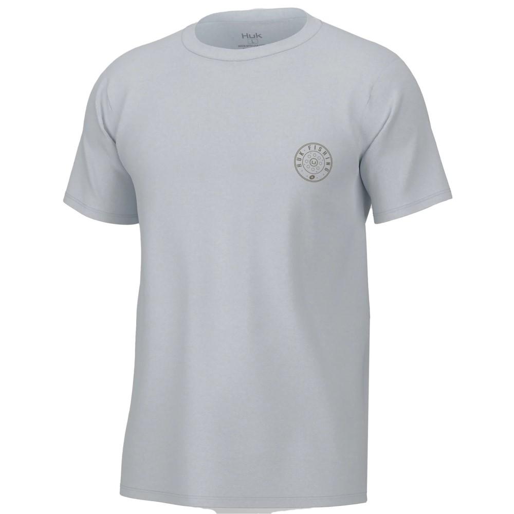 Huk Reel On Short Sleeve Shirt White Small Cotton Blend UPF 50 Crew Neck Tee