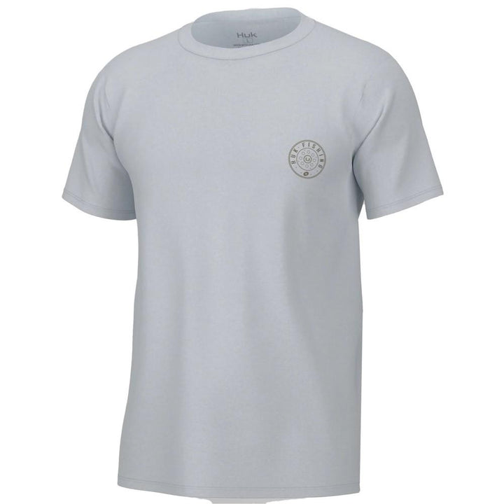 Huk Reel On Short Sleeve Shirt White Small Cotton Blend UPF 50 Crew Neck Tee