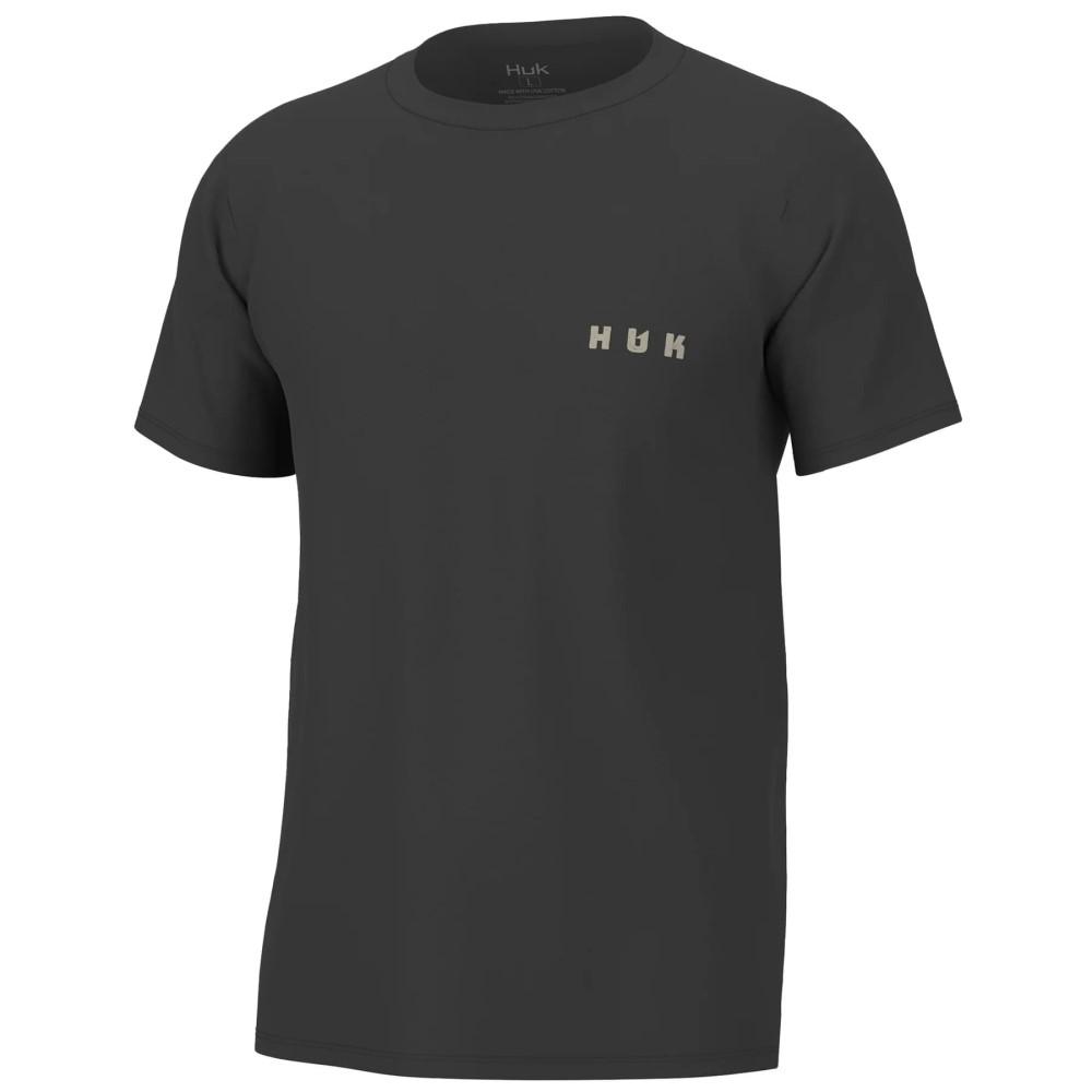 Huk Moon Trout Short Sleeve Shirt Volcanic Ash Small Cotton Blend UPF 50 Crew