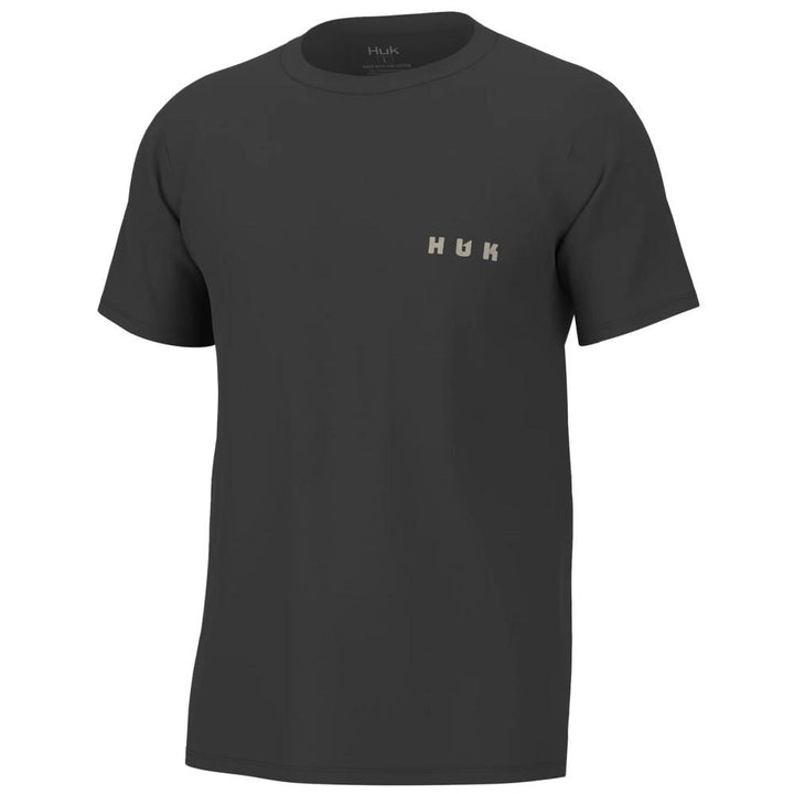 Huk Moon Trout Short Sleeve Shirt Volcanic Ash Small Cotton Blend UPF 50 Crew