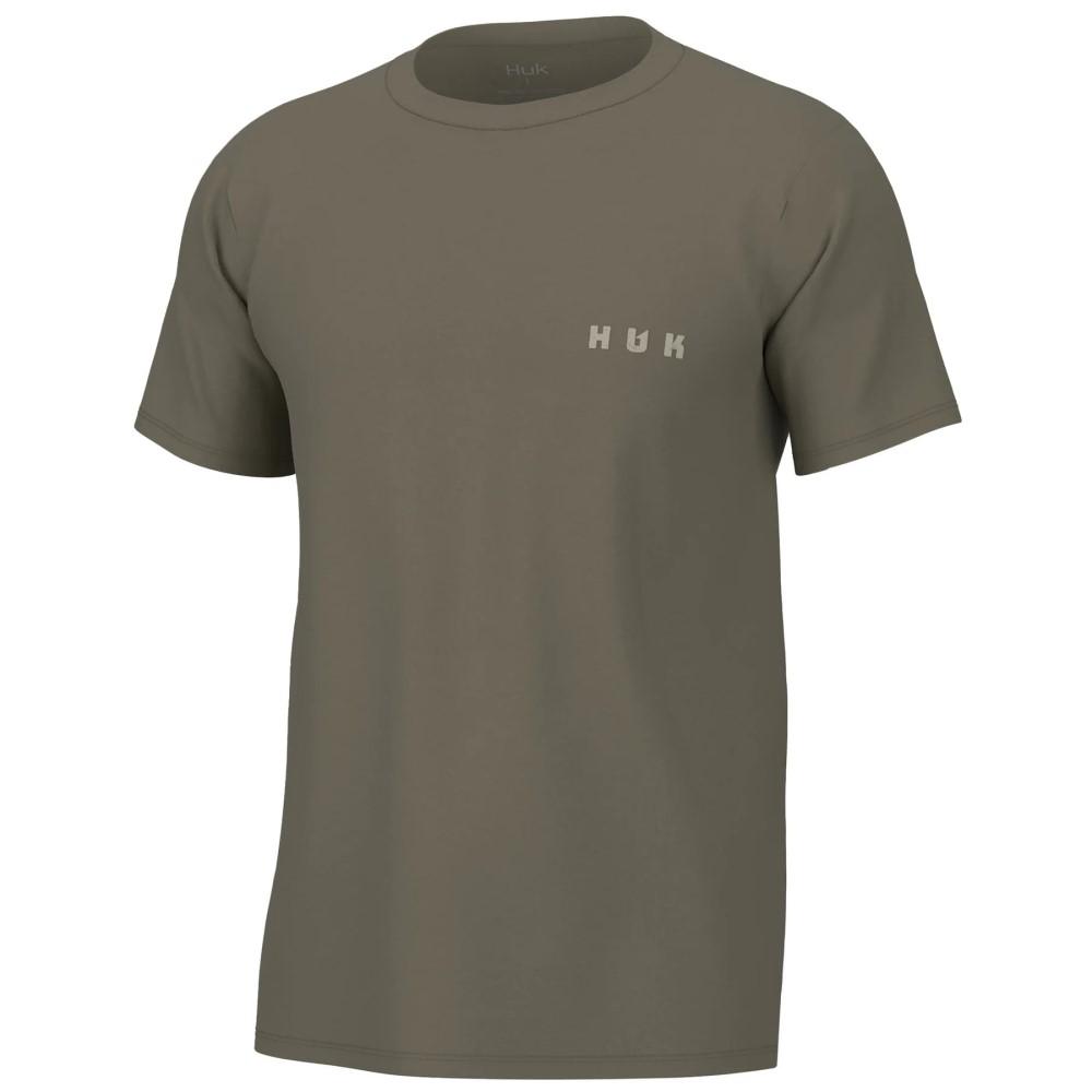 Huk Moon Trout Short Sleeve Shirt Overland Trek Small Cotton Blend UPF 50 Crew