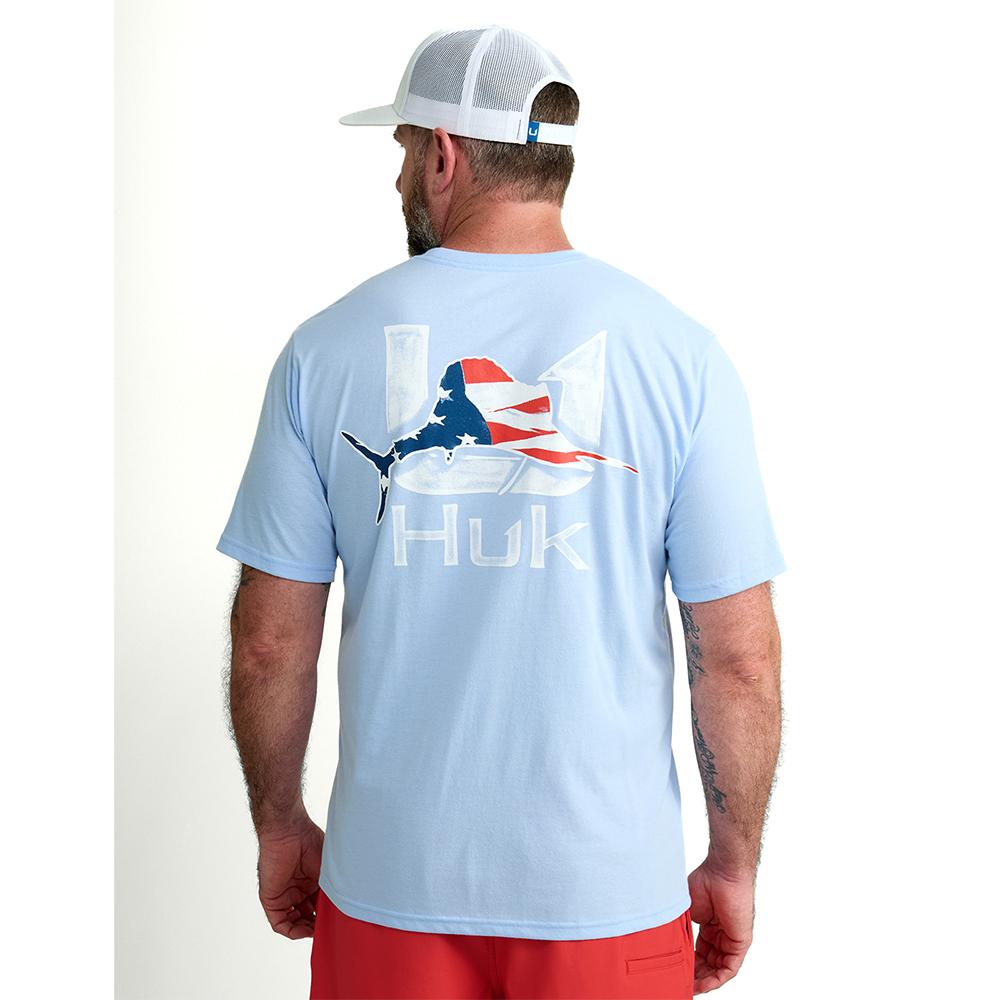 HUK FISH FLAG TEE MAROLINA BLUE SS S