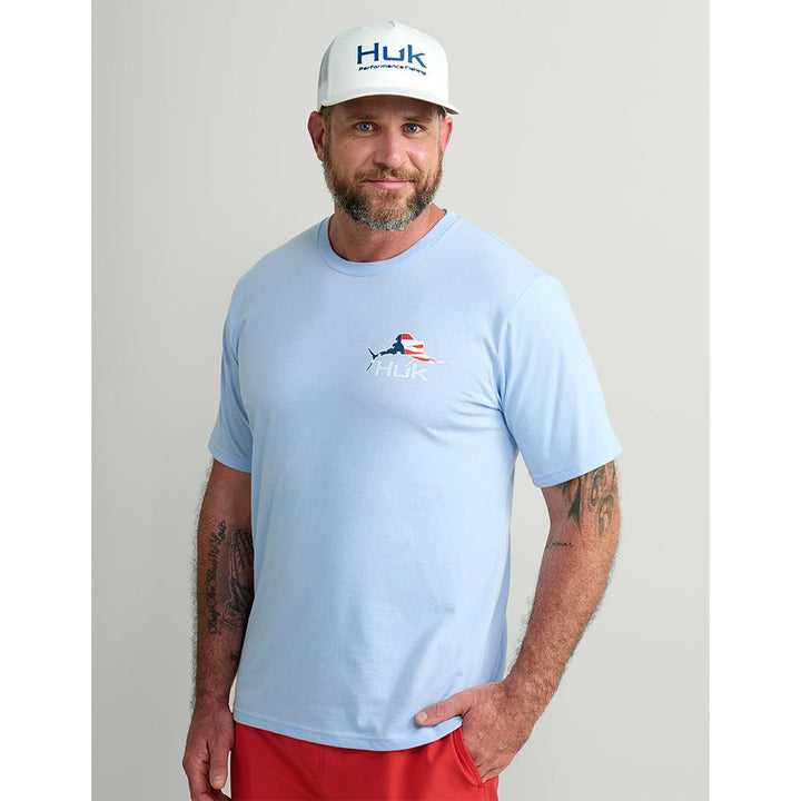 HUK FISH FLAG TEE MAROLINA BLUE SS S
