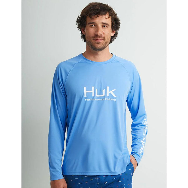 Huk Vented Pursuit Long Sleeve Shirt Marolina Blue Sun Protection S Size
