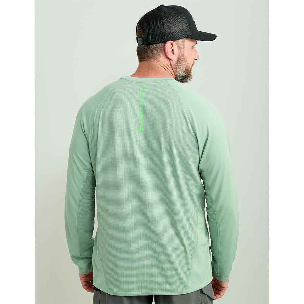 HUK ICON LS CREW FOG GREEN LS S