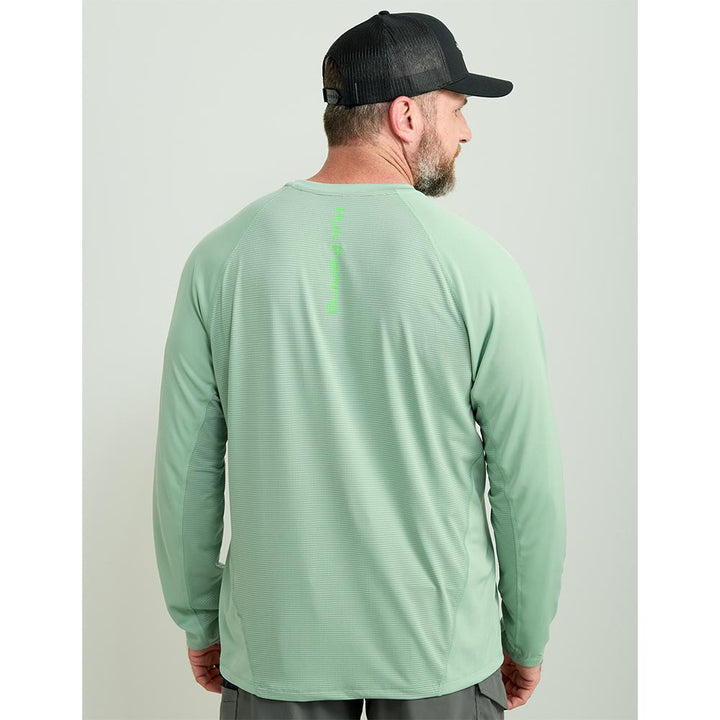 HUK ICON LS CREW FOG GREEN LS S