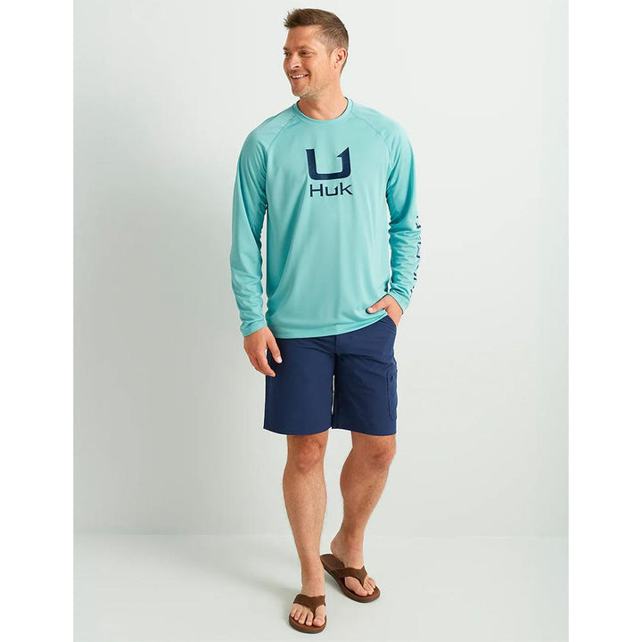 HUK ICON LS CREW MARINE BLUE XL