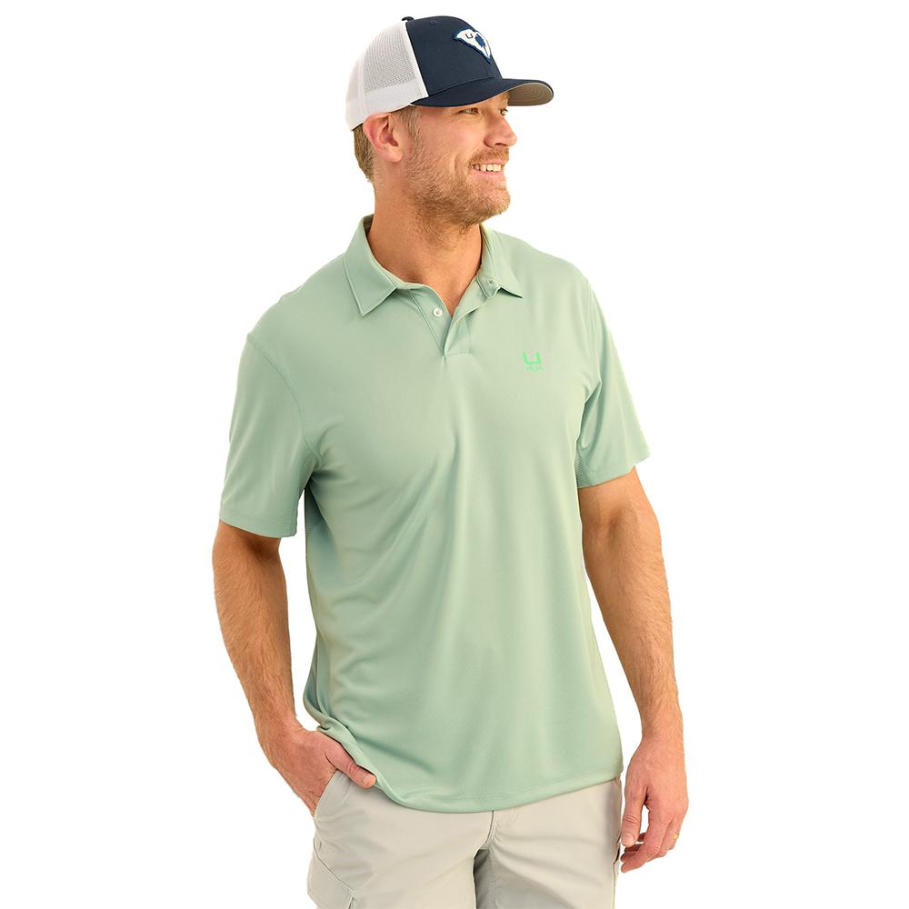 HUK ICON POLO FOG GREEN SS M