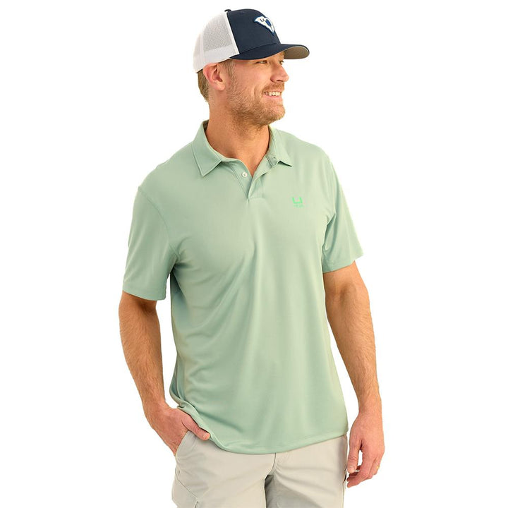 HUK ICON POLO FOG GREEN SS M