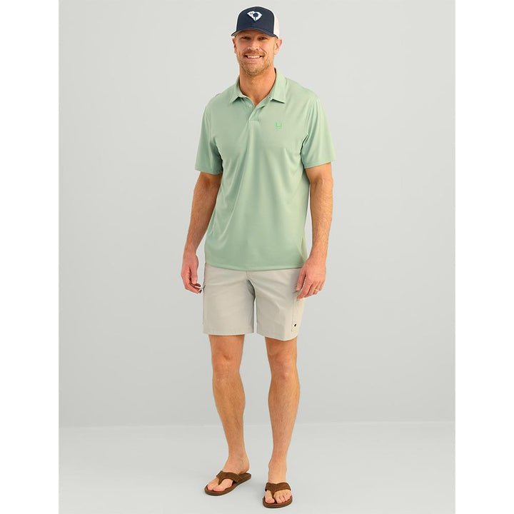 HUK ICON POLO FOG GREEN SS XL