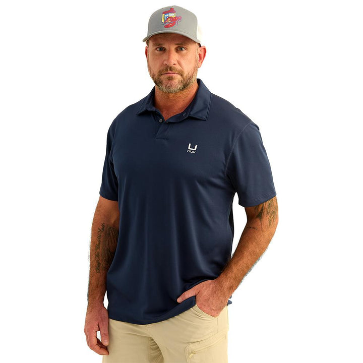Huk Icon Polo Short Sleeve Shirt Naval Academy L Lightweight Comfortable Stylish