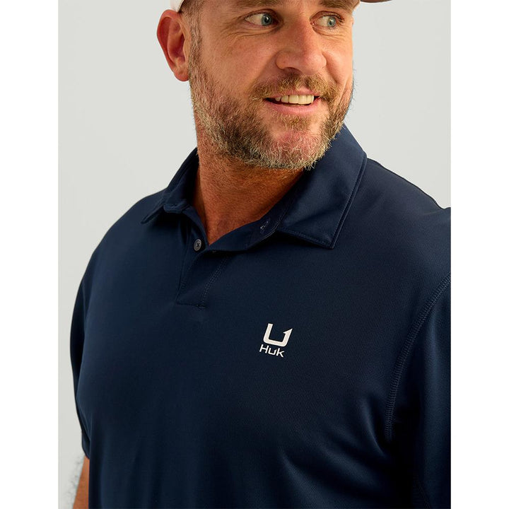 Huk Icon Polo Short Sleeve Shirt Naval Academy L Lightweight Comfortable Stylish