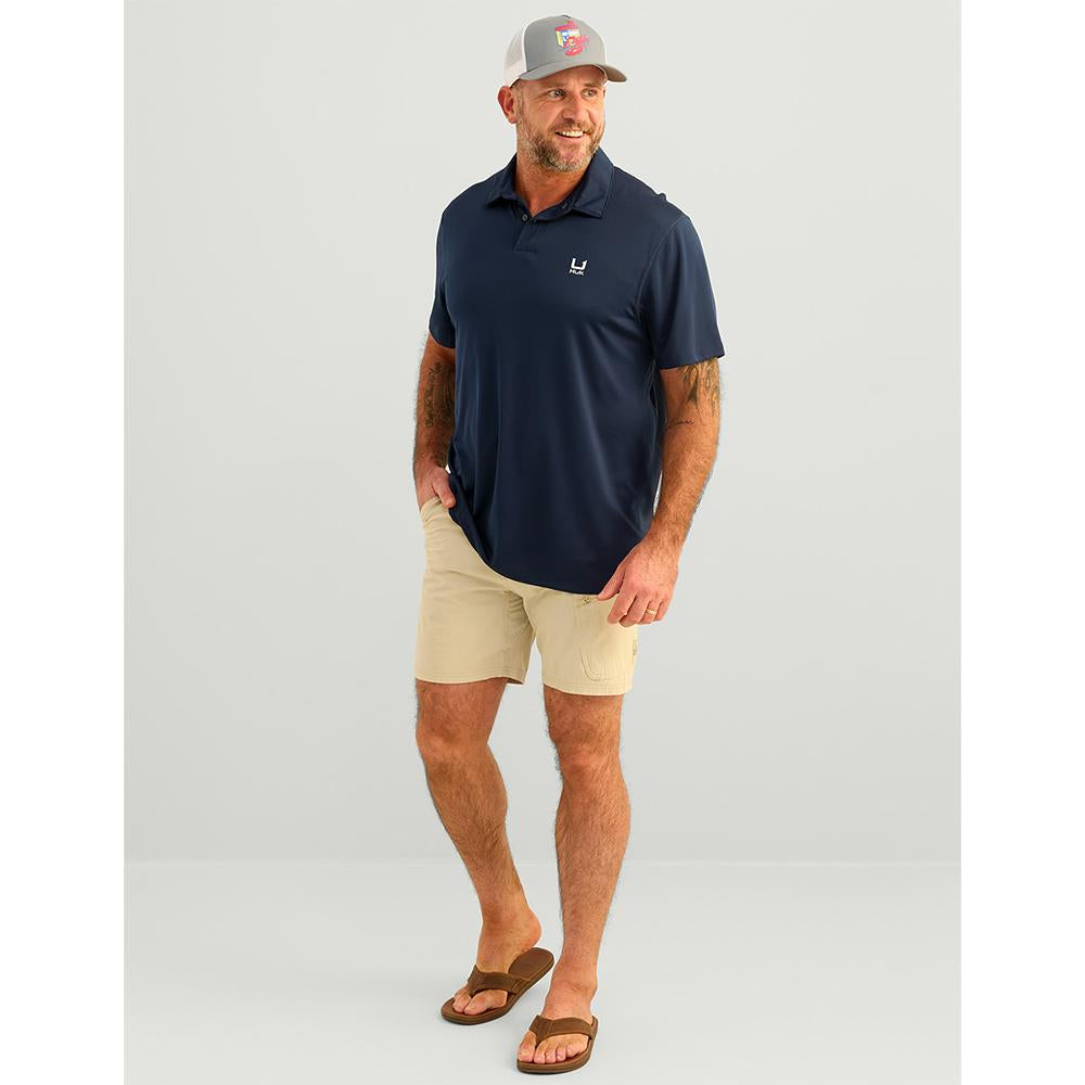 Huk Icon Polo Short Sleeve Shirt Naval Academy L Lightweight Comfortable Stylish