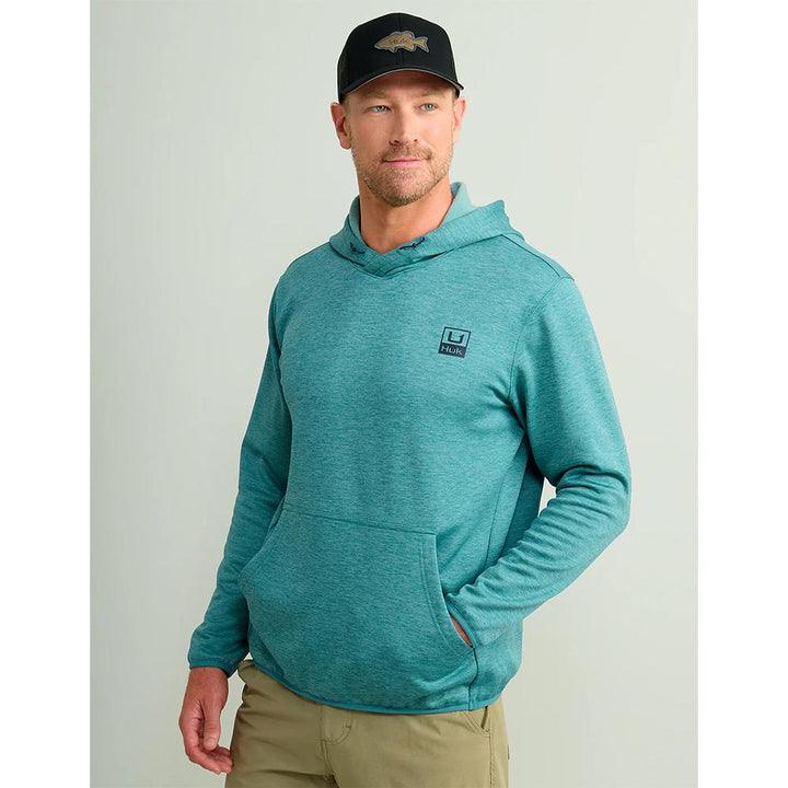 HUK HUK'D UP PERFORMANCE FLEECE HOODIE STORM BLUE HTHR M