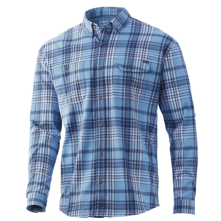 Huk Rutledge Flannel Shirt Baltic Sea Mens Long Sleeve Outdoor Wear S Size