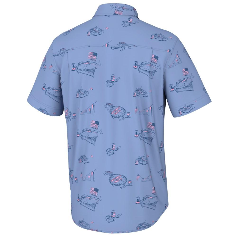 Huk Americookin Kona Shirt Quiet Harbor Mens Short Sleeve Lightweight XL Size