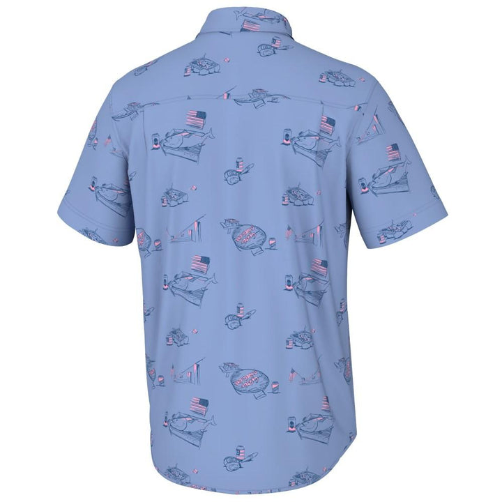 Huk Americookin Kona Shirt Quiet Harbor Mens Short Sleeve Lightweight XL Size
