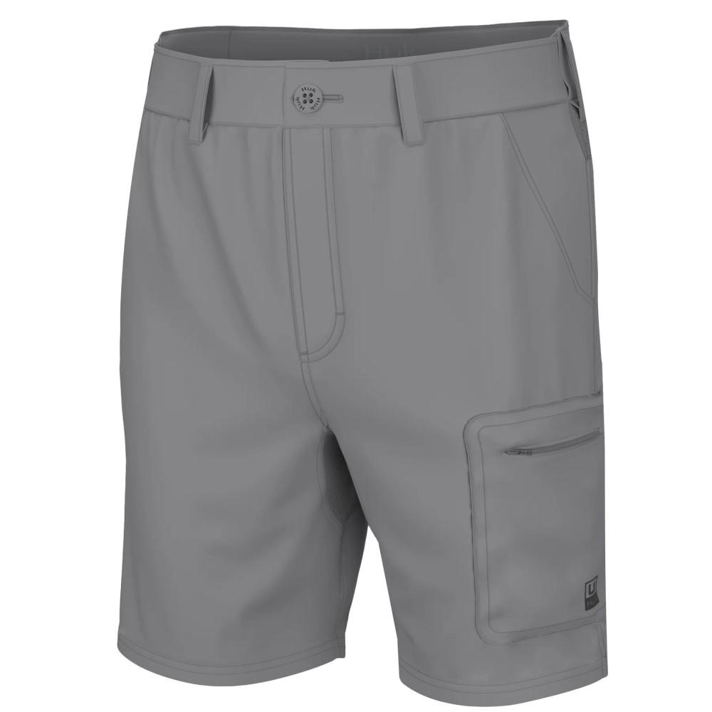 Huk Next Level 7 Inch Shorts Overcast Grey Quick Dry Lightweight Apparel S Size
