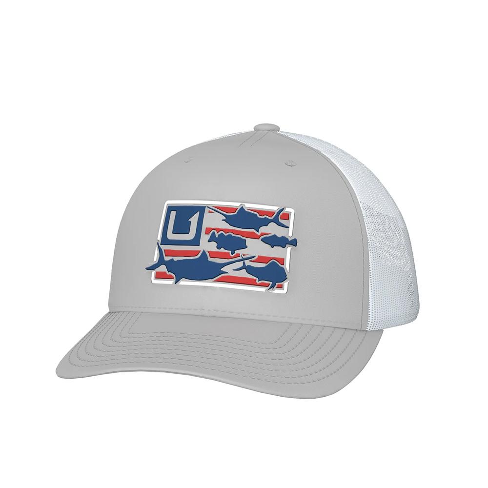 Huk Trophy Flag Trucker Hat Light Grey Comfortable Stylish Breathable Headwear