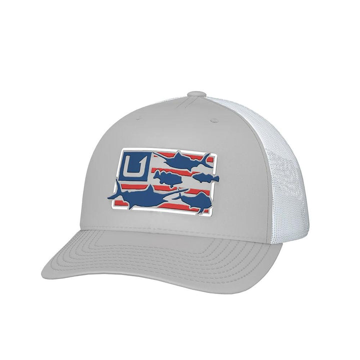 Huk Trophy Flag Trucker Hat Light Grey Comfortable Stylish Breathable Headwear