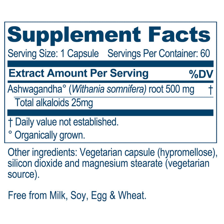 Ayush Herbs Ashwagandha Adaptogen Anti-aging 60 x 500mg Caps Supplement