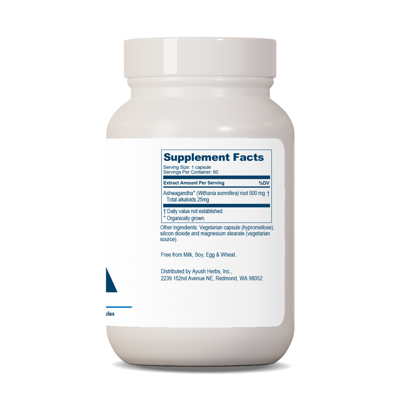 Ayush Herbs Ashwagandha Adaptogen Anti-aging 60 x 500mg Caps Supplement