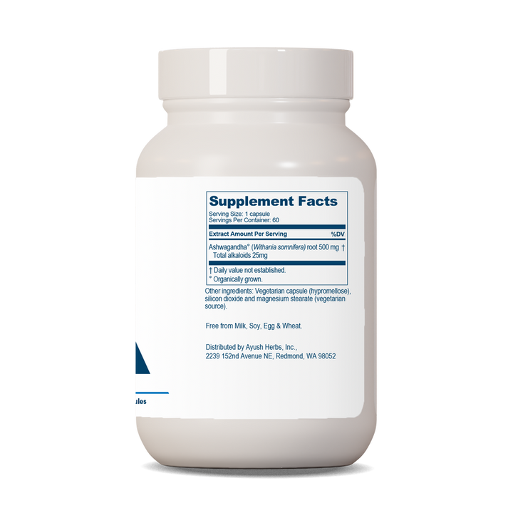 Ayush Herbs Ashwagandha Adaptogen Anti-aging 60 x 500mg Caps Supplement