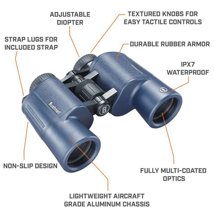BUSHNELL 10x42mm Dark Blue Porro WP/FP Twist Up Eyecups 6L