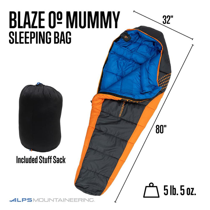 Saco de dormir Alps Mountaineering Blaze 0° Regular 32x80 Naranja Carbón Cálido